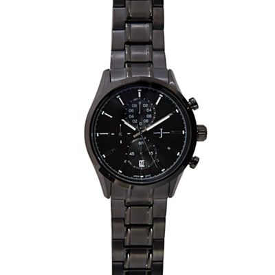 Men's black mock chronograph watch